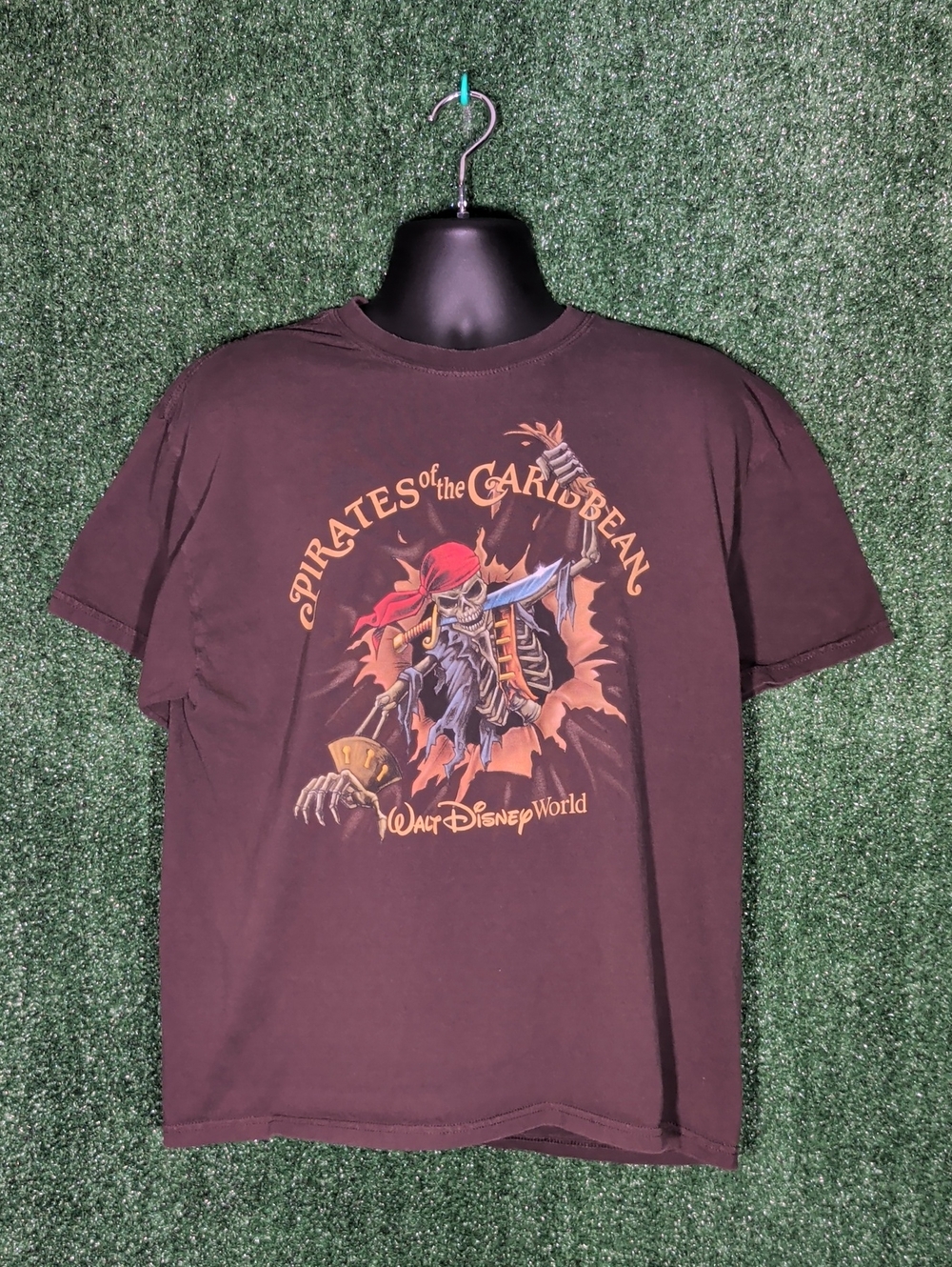 Vintage Disneyland Resort Pirates of the Caribbean Shirt Mens Sz XL Brown